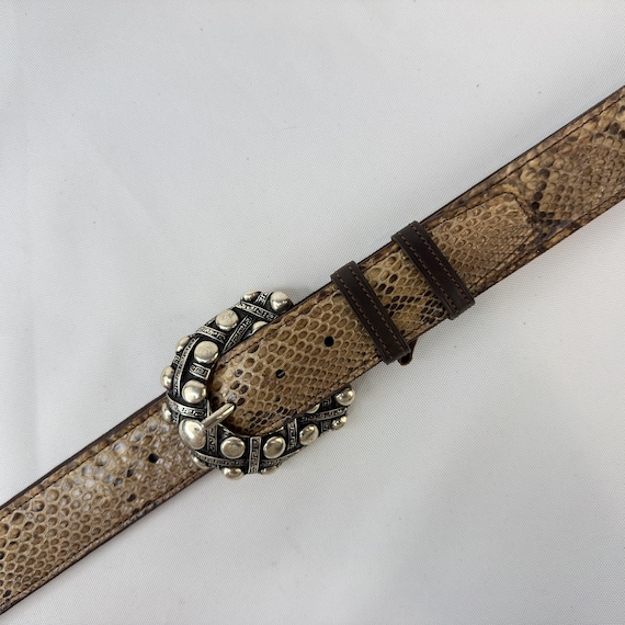 Snakeskin Belt Tan with Silver Buckle NEW Amazon.com: Women main image 4