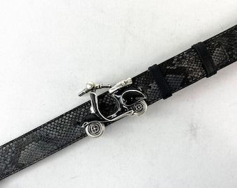 Einzigartiger Pythonledergürtel, 40 mm breit, mit italienischer Rollerschnalle | Individuell anpassbares Statement-Accessoire