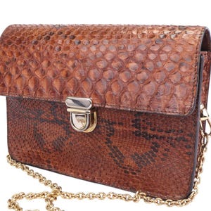 Python Leather Bag – Nature’s Elegance in Warm Brown Tones