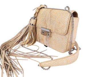 Borsa "Sandy Elegance" in vera pelle di pitone