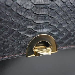 Structured Python and Nappa Leather Bag – Black Harmony of Luxury image 3