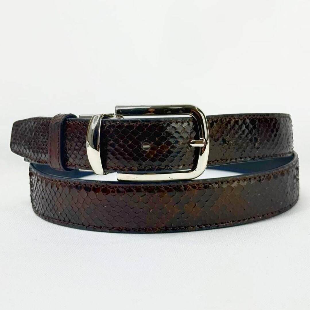 Elegant Handcrafted Python Leather Belt With Italian Buckle - Etsy