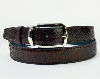 Elegant Handcrafted Python Leather Belt with Italian Buckle