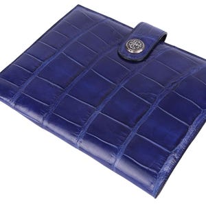Elite Blue Alligator Leather Cover for Yearly Planner – Handcrafted Business Accessory