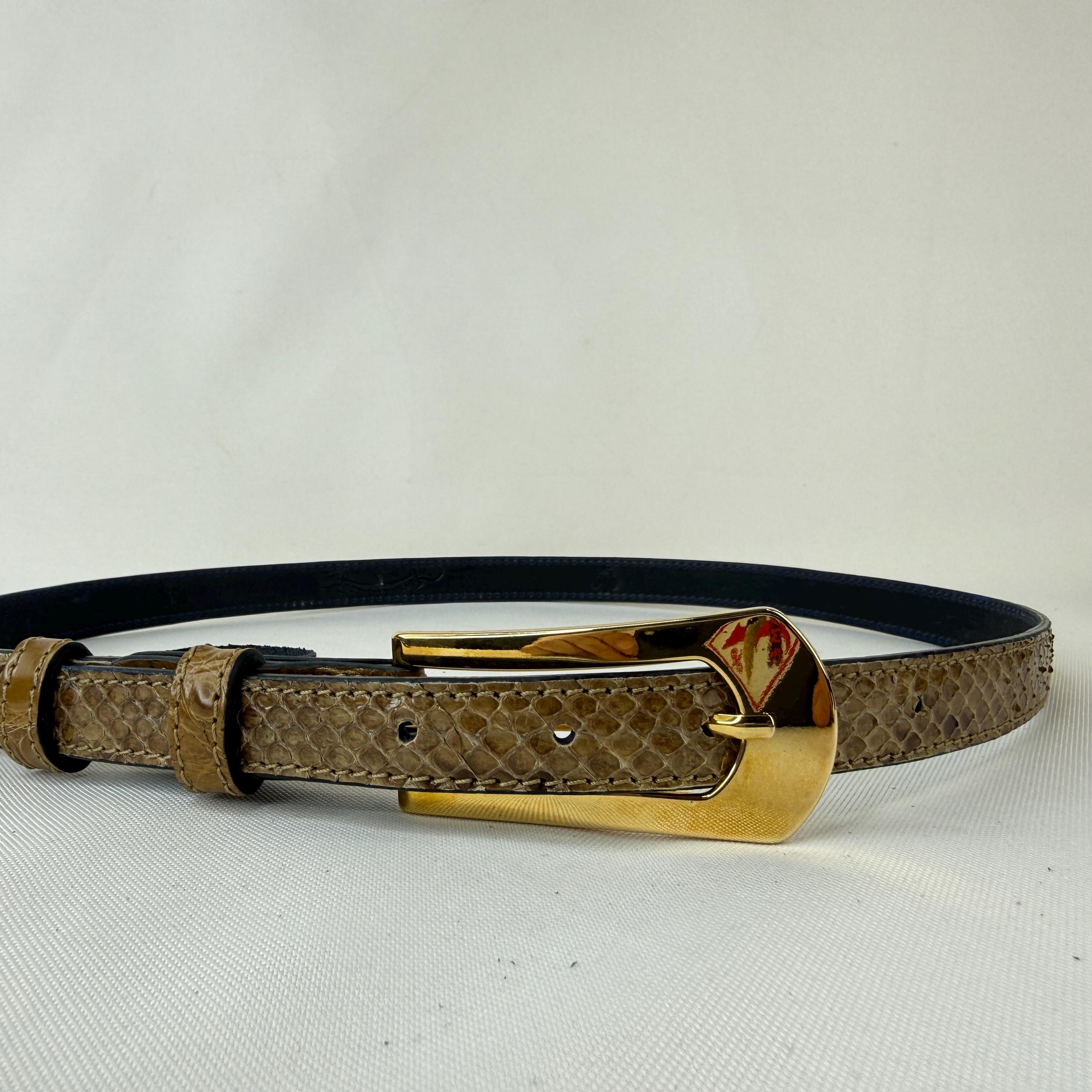 WORTH Genuine Snakeskin and Leather Gold Olive adjustable Skinny Belt Fresco Golf main image 2
