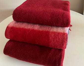 Red Wool 100%  Blanket - Pure Wool Blanket for Warmth on Couches for Christmas - Sheep Wool Comfort Blanket,Price is valid for 1 piece