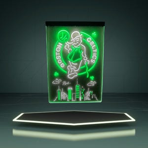 Boston Celtics LED Neon Sign 8x12, Dual Color Neon Light NFL Fan Gift, Wall Decor, Football Hanging Sign Light