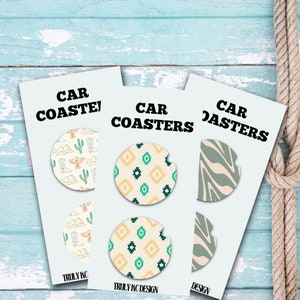 Car Coasters, Car Coaster, Cow Car Coasters, Colorful Car Coaster, Western Car Coasters, Interior Car Decor, Flower Coaster, Coaster Designs