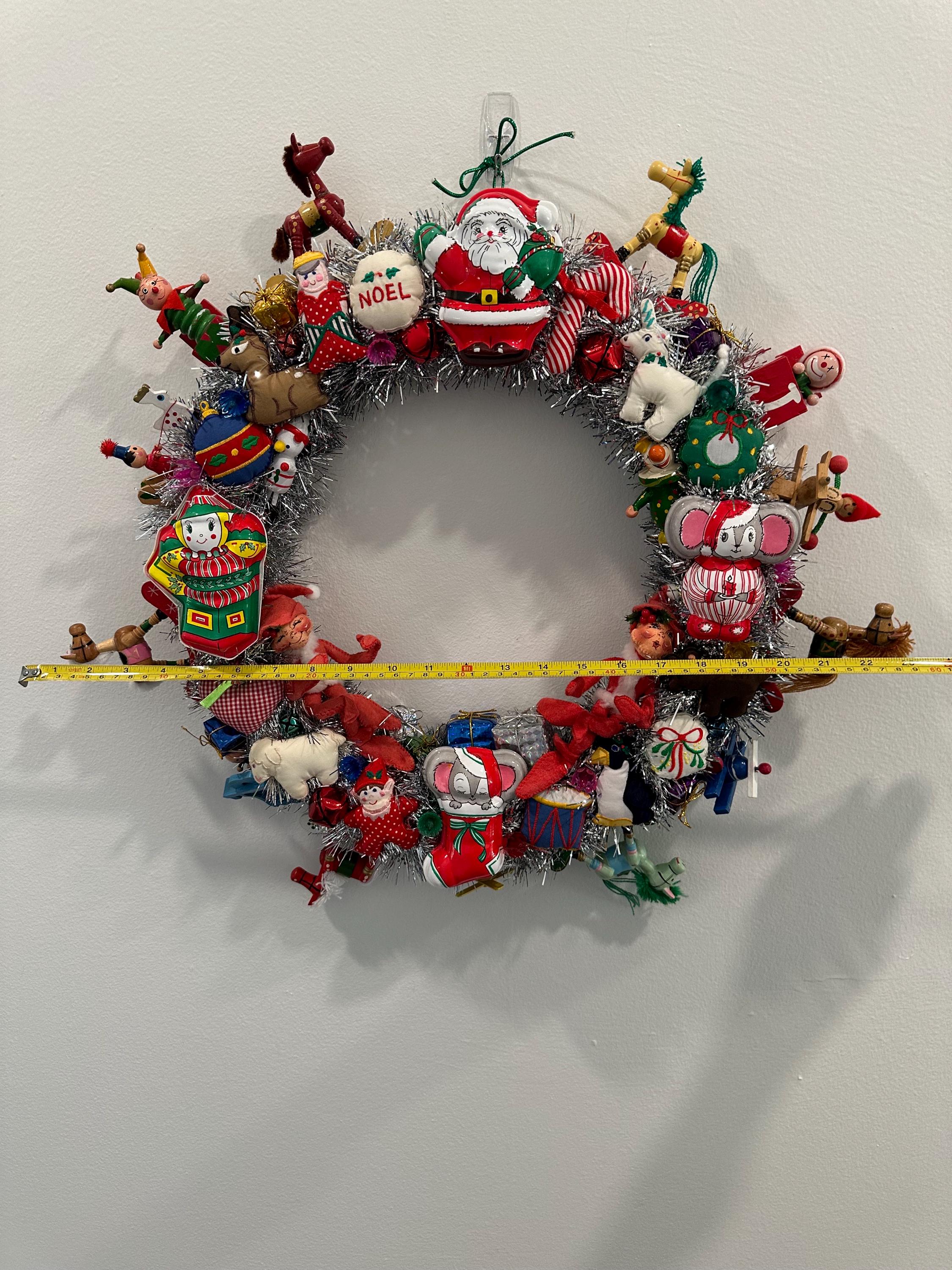 23” Total Size Handmade Christmas Ornament Wreath Vintage- Kitsch