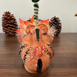 Vintage Turkey Planter- Pumpkin-Thanksgiving