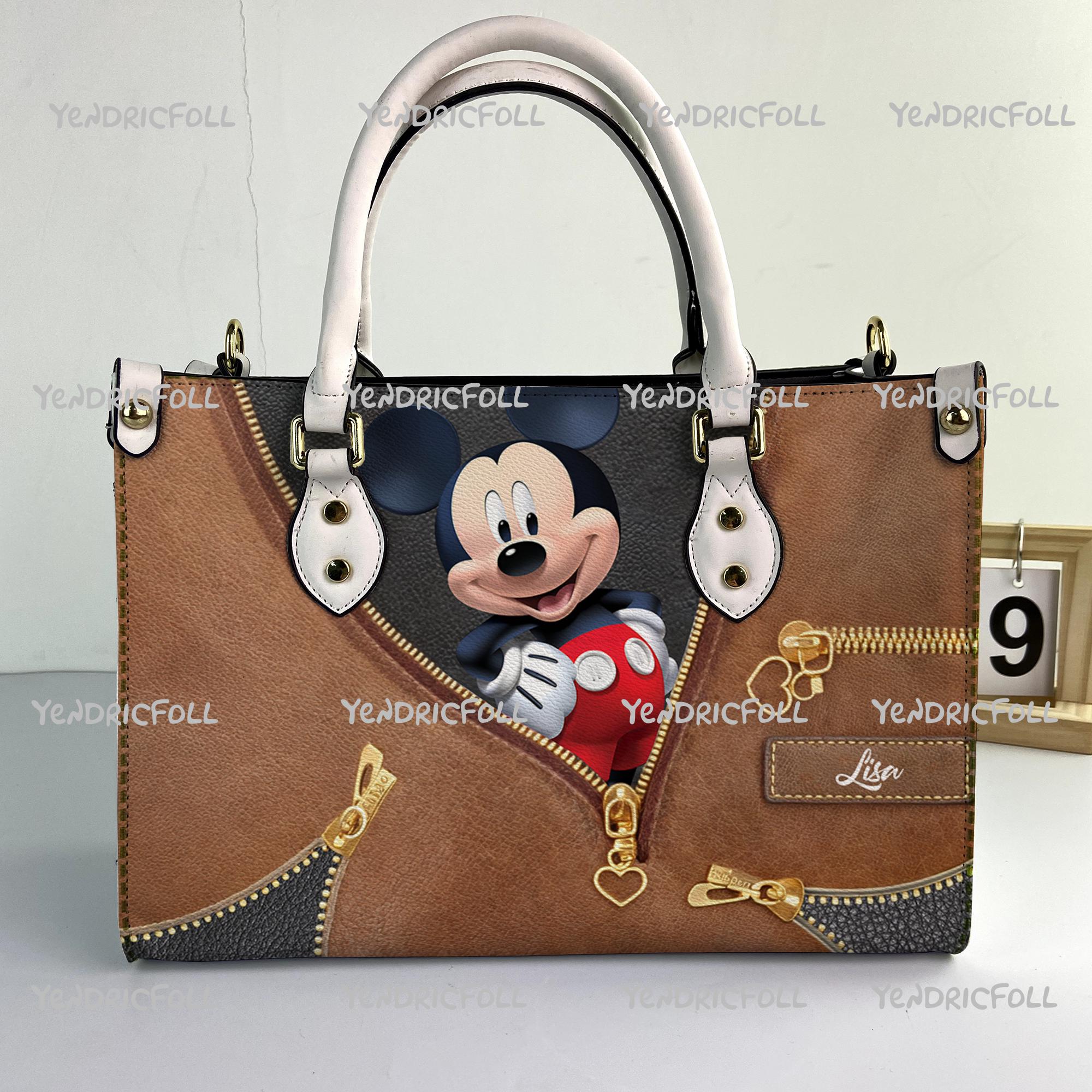 Discover Custom Mickey Mouse Women Leather Bag, Mickey Leather Handbag, Mickey Women Handbag, Cartoon Gifts