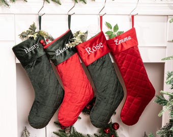 Personalized Quilted Christmas Stocking: Embroidered Holiday Decor