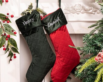 Personalized Quilted Christmas Stocking: Embroidered Holiday Decor