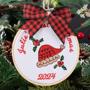Merry Christmas Ornaments, Personalized Christmas Gift, Embroidered Ornament, Baby&#39;s 1st Christmas Ornament Keepsake, Embroidery Hoop Art