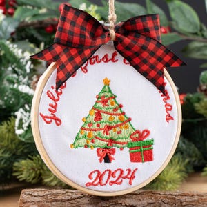 Personalized Embroidered Ornament, Baby&#39;s 1st Christmas Ornament Keepsake, Embroidery Hoop Art, Merry Christmas Ornaments, Christmas Gift