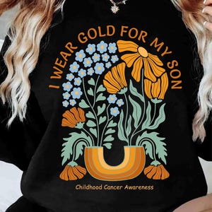 Childhood Cancer Awareness T-Shirt: Gold Ribbon Support, I Wear Gold For My Son