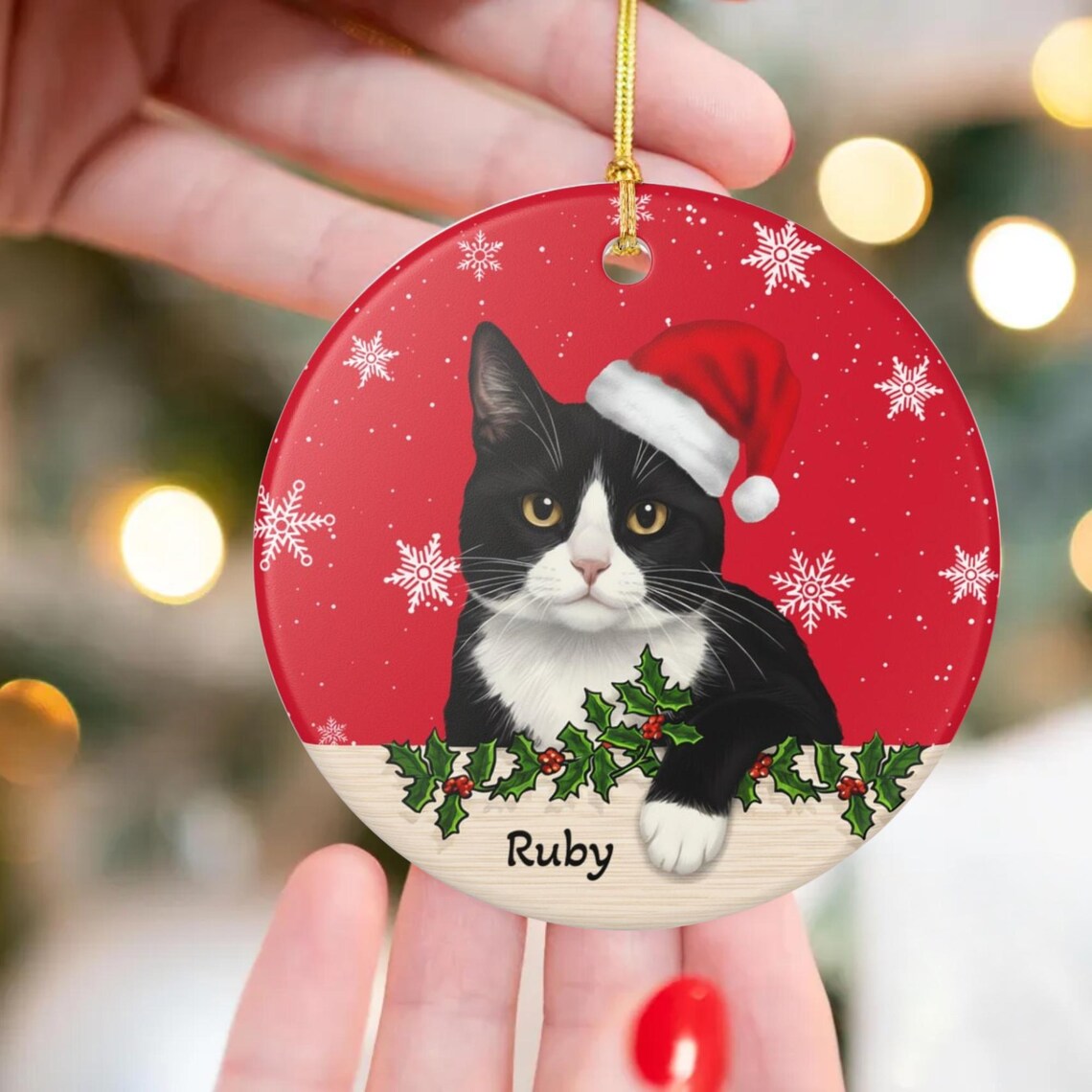 Personalized Tuxedo Cat Christmas Ornament, Meowy Christmas Ornament ...
