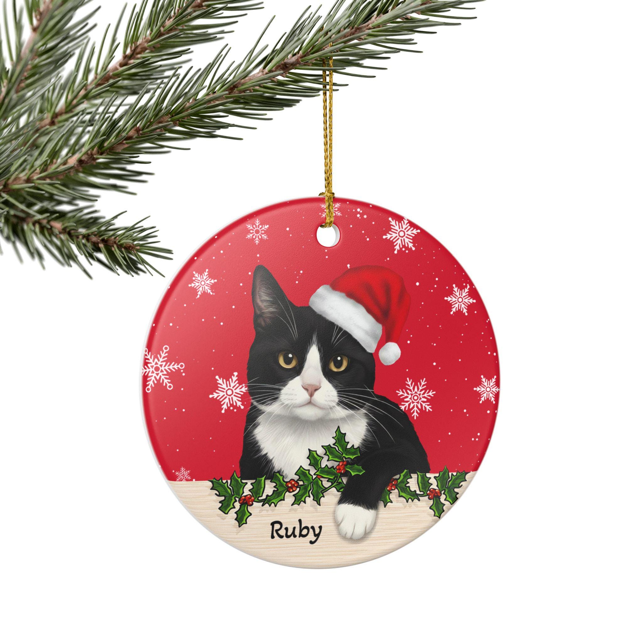 Personalized Tuxedo Cat Christmas Ornament, Meowy Christmas Ornament ...