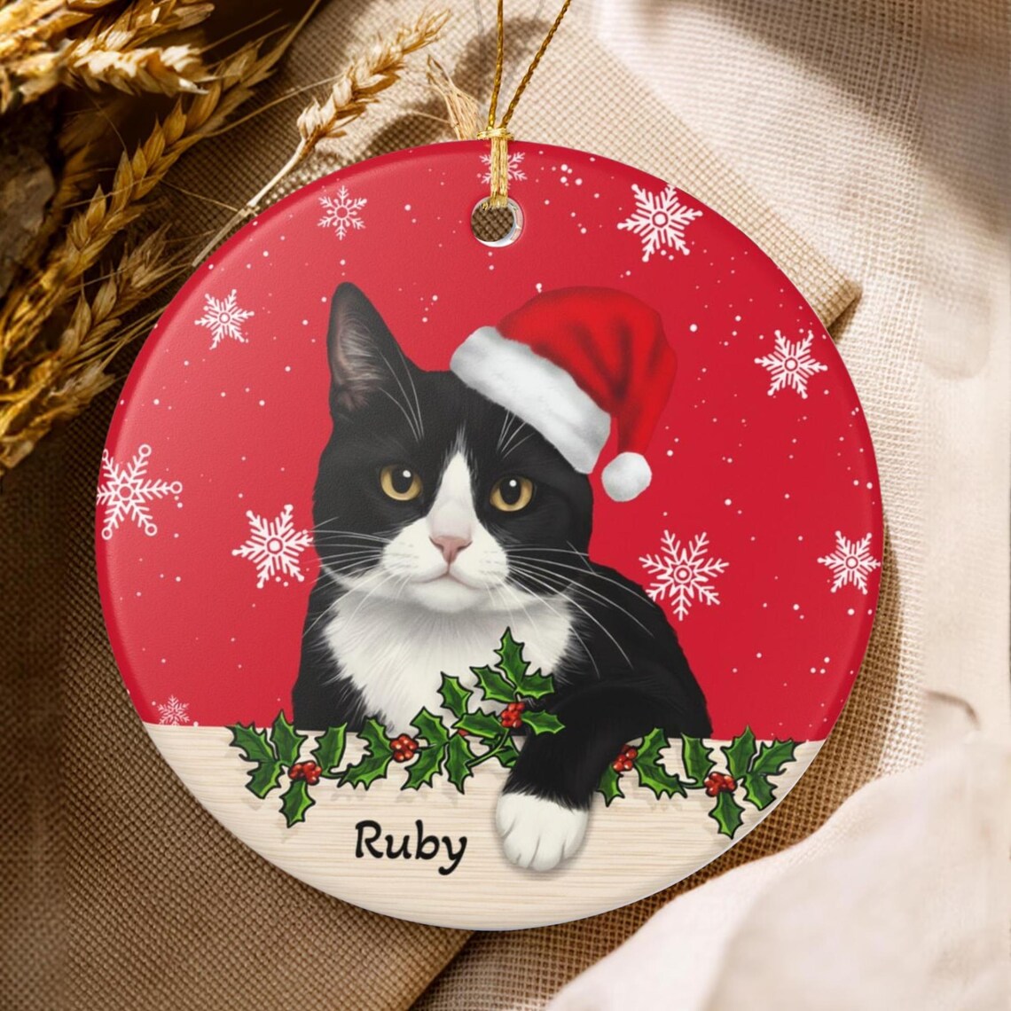 Personalized Tuxedo Cat Christmas Ornament, Meowy Christmas Ornament ...