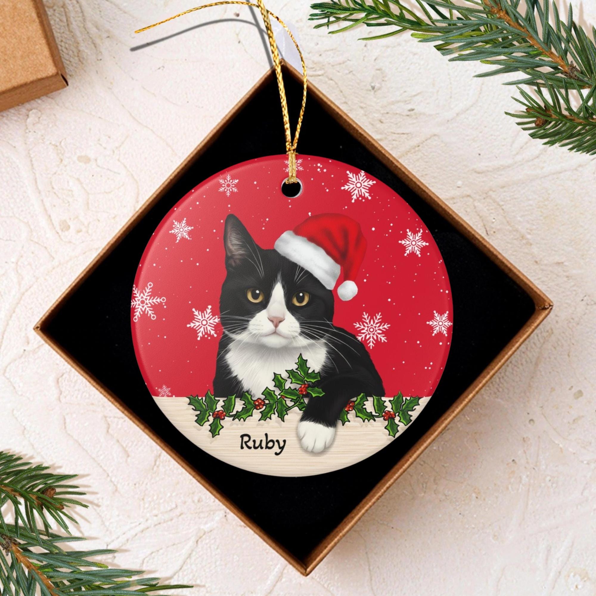 Personalized Tuxedo Cat Christmas Ornament, Meowy Christmas Ornament ...