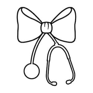 Stetoskopkokettbåge SVG, PNG, PDF, sjuksköterska stetoskopskjorta, sjuksköterskabåge Svg, sjuksköterskeliv Png, läkaredesign, klippfil Cricut, silhuett.