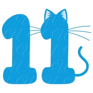 Número do gato para aniversário de 11 anos SVG, PNG, PDF, camiseta de décimo primeiro aniversário, número do gato 11, número do gatinho, aniversariante, festa de aniversário, arquivo de corte Cricut, Silhouette.