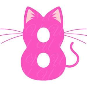 Número de gato para aniversário de 8 anos SVG, PNG, PDF, Camiseta de oitavo aniversário, Gato número 8, Número de gatinho, Aniversariante, Festa de aniversário, Arquivo de corte Cricut, Silhueta