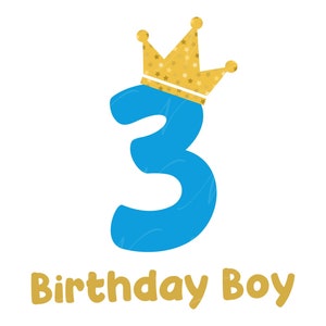 Geburtstag SVG, PNG, PDF, dritten Geburtstag Shirt Png, Geburtstagskind zwart, dritten Geburtstagsparty Blatt, Geburtstag Kinder Geschenk, Cut File Cricut, Silhouette.