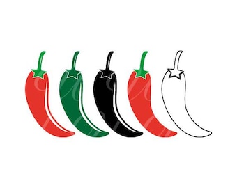 Chili Pepper SVG PNG, Bundle: Hot Red Pepper, Jalapeno, Mexican Food Art, Green Pepper, Hot Pepper Outline Svg, Cut File Cricut, Silhouette.