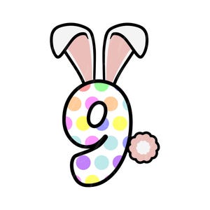 9e anniversaire SVG, PNG, PDF, chemise neuvième anniversaire, anniversaire fille Svg, lapin numéro 9 png, lettres groovy ondulées rétro, fichier coupé Cricut, Silhouette.