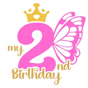 Mein zweiter Geburtstag SVG, PNG, PDF, Mein 2. Geburtstag Shirt Png, Geburtstag Mädchen SVG, Bday Party, Geburtstag Kinder Geschenk, geschnitten Datei Cricut, Silhouette.