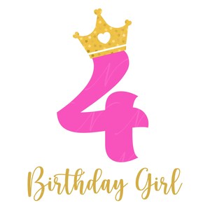 4e anniversaire SVG, PNG, PDF, 4e anniversaire chemise Png, anniversaire fille Svg, quatrième anniversaire, cadeau d'anniversaire pour enfants, fichier coupé Cricut, Silhouette.