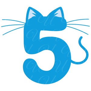 Número do gato para o 5º aniversário SVG, PNG, PDF, camiseta para o 5º aniversário, número do gato 5, número do gatinho, aniversariante, festa de aniversário, arquivo de corte Cricut, silhueta.
