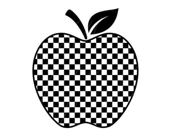 Apple SVG, PNG, PDF, Apple Shirt, Teacher Shirt Design, Checkered Pattern Svg, Teacher Gift, Back To School Png, Cut File Cricut, Silhouette