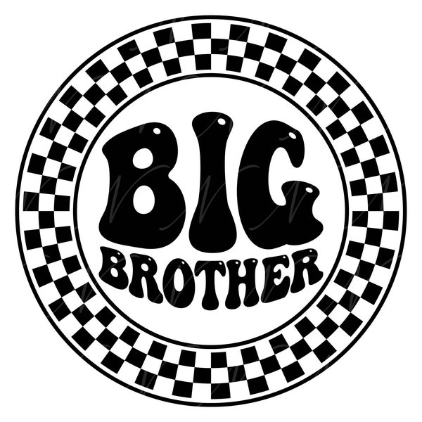 Big Brother SVG, PNG, PDF, Big Brother Shirt Png, Baby Announcement, Siblings Svg, Retro Wavy Groovy Letters, Cut File Cricut, Silhouette.