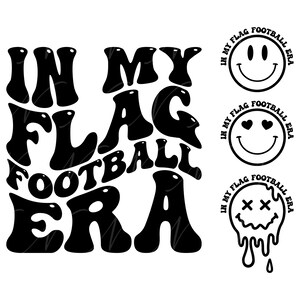 À l'époque du flag football SVG, PNG, PDF, maillot de flag football, flag football maman Png, lettres groovy ondulées rétro, fichier coupé Cricut, Silhouette.
