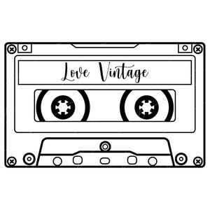 Casete de música SVG, PNG, PDF, camiseta de casete de música Png, Love Vintage Svg, casete de audio Png, diseño de cumpleaños de los 80, archivo de corte Cricut, silueta.