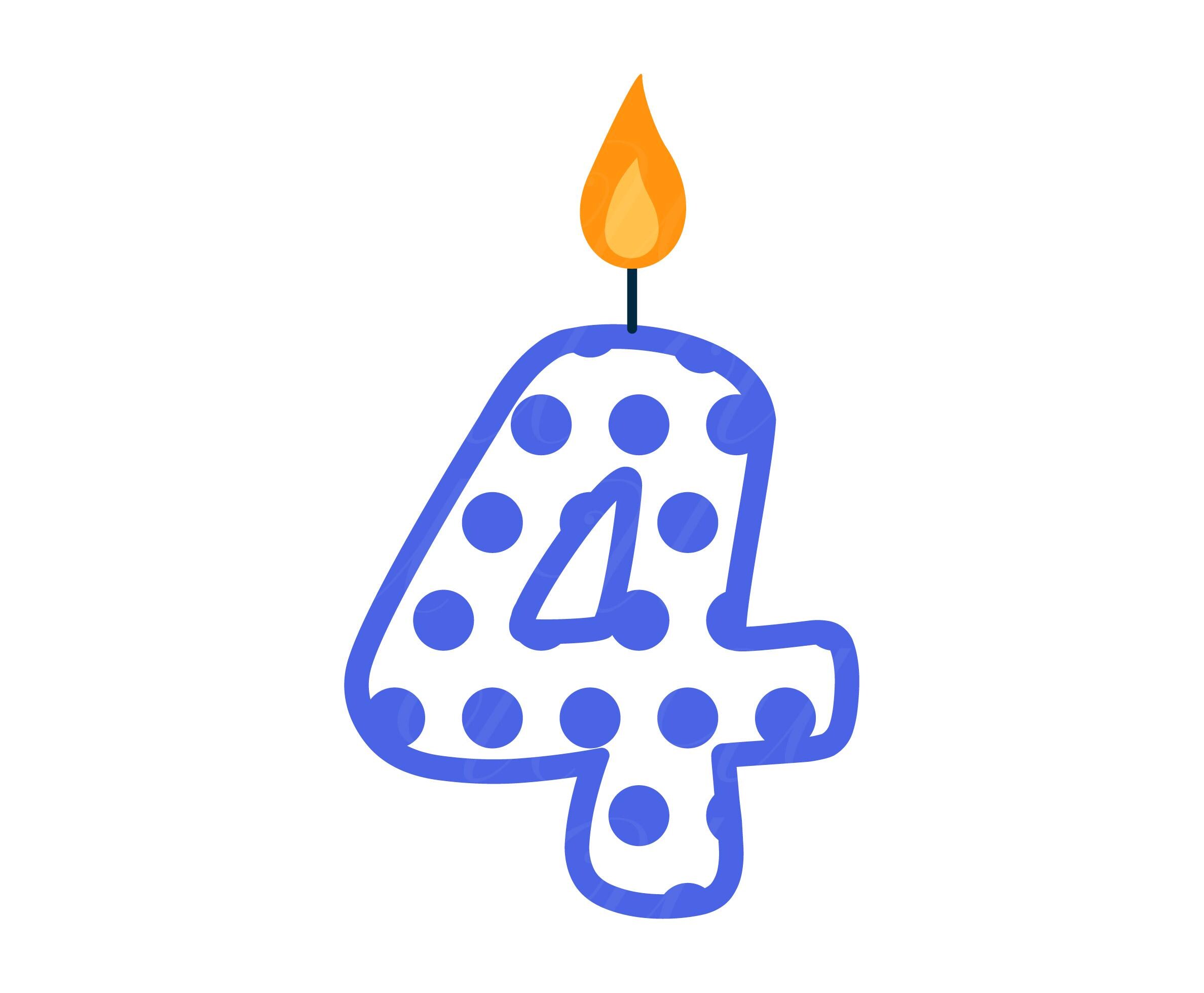 Four Birthday SVG, PNG, PDF, Fourth Birthday Candle Shirt, Bday Boy Svg, 4th Bday Candle Png, Bday Party Decor Cut File Cricut, Silhouette.