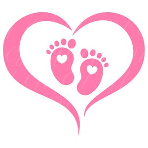 Pieds de bébé fille SVG, PNG, PDF, tee-shirt de bébé, empreinte de pas de bébé, faire-part de bébé, sexe révélateur, baby shower, fichier coupe Cricut, Silhouette.
