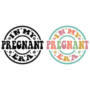 En mi era de embarazo SVG, PNG, camiseta de embarazo, futura mamá Svg, anuncio de embarazo, letras retro onduladas y con estilo, archivo de corte Cricut, silueta.