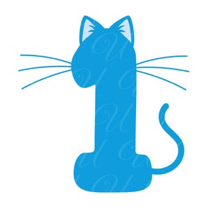 Número de gato para primer cumpleaños SVG, PNG, PDF, camiseta de primer cumpleaños, número de gato 1, número de gatito, cumpleaños de niño, fiesta de cumpleaños, archivo de corte Cricut, silueta.