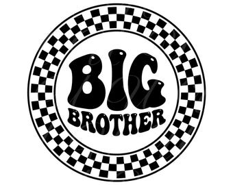 Gran Hermano SVG, PNG, PDF, Camiseta Gran Hermano Png, Anuncio de bebé, Hermanos Svg, Letras retro onduladas y con estilo, Archivo de corte Cricut, Silueta.