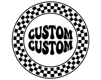 Custom Text SVG, PNG, Checkerd Circle Svg, Custom Svg, Digital Personalized Order, Retro Wavy Groovy Letters, Cut File Cricut, Silhouette.