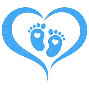 Pieds de bébé garçon SVG, PNG, PDF, tee-shirt de bébé, empreinte de pas de bébé, faire-part de bébé, sexe révélateur, shower de bébé garçon, fichier coupe Cricut, Silhouette