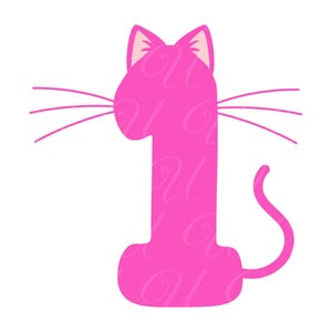 1e verjaardag kat nummer SVG, PNG, PDF, shirt eerste verjaardag, kat nummer 1, kittynummer, verjaardag meisje, verjaardagsfeestje, snijbestand Cricut, silhouet.