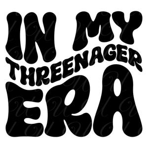 En mi era de tres años SVG, PNG, PDF, camiseta de tres años, tercer cumpleaños Png, tercer cumpleaños Svg, letras retro onduladas y maravillosas, archivo de corte Cricut, silueta.