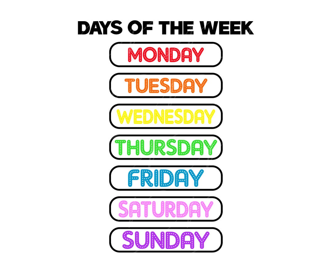 Days of the Week SVG, PNG, PDF, Homeschool Learning Svg, Classroom ...