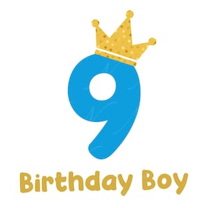 9e anniversaire SVG, PNG, PDF, 9e anniversaire chemise Png, anniversaire garçon Svg, neuvième fête d'anniversaire, anniversaire cadeau enfant Svg, couper fichier Cricut, Silhouette.