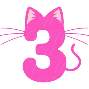 Número de gato para aniversário de 3 anos SVG, PNG, PDF, camiseta de terceiro aniversário, número de gato 3, número de gatinho, aniversariante, festa de aniversário, arquivo de corte Cricut, silhueta.