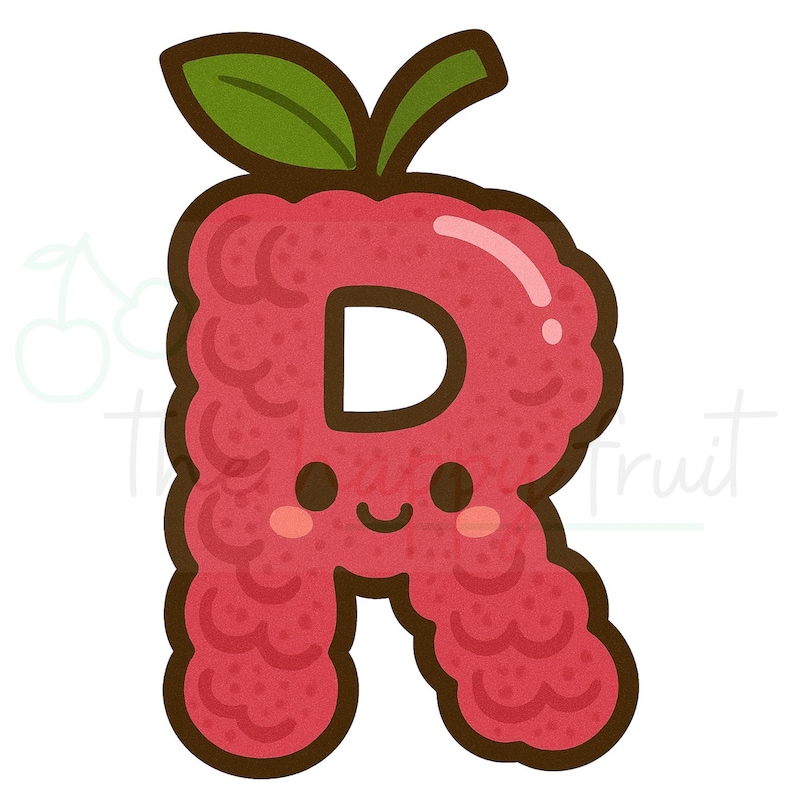 Fruit Raspberry Letter R Kawaii Fruit Clip Art | Complete Alphabet Design Set | Cute Fruit ...